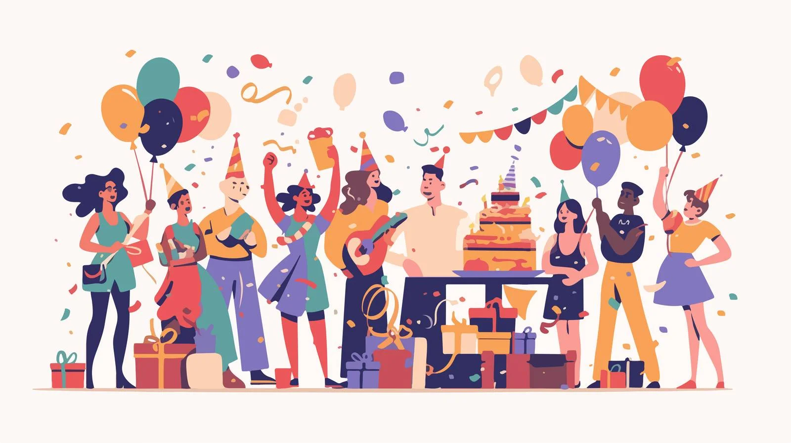 Joyful Group Organizing Birthday Celebration — free download from Dotvec