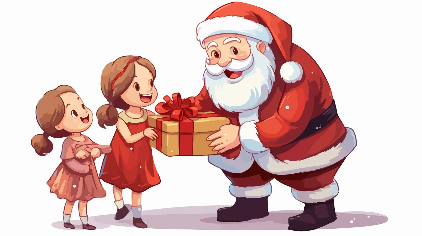 Santa Giving Kids Cartoon Vector Illustration — free download from Dotvec