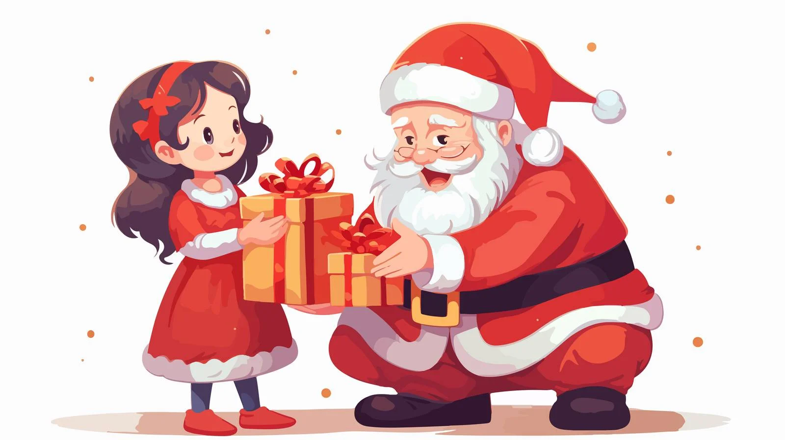 Santa Presents to Kids Cartoon Vector Illustration — free download from Dotvec