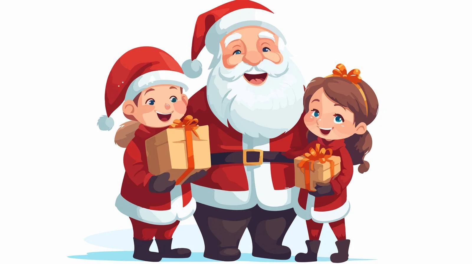 Cheerful Santa Giving Gifts to Children — free download from Dotvec