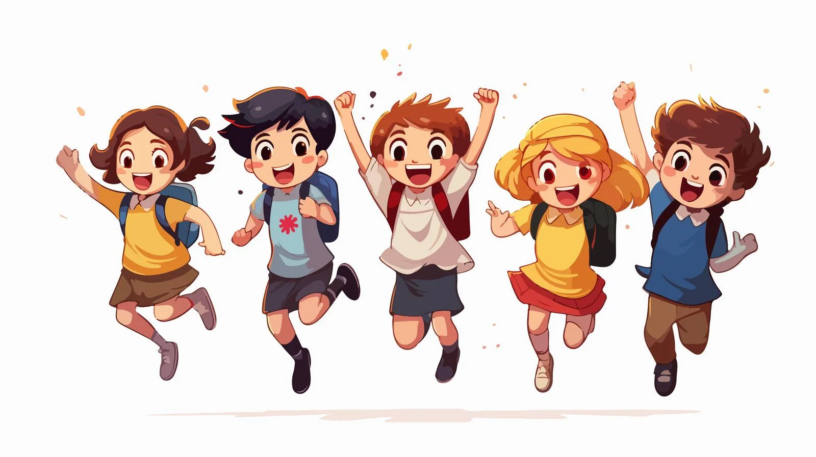 Joyful School Kids Jumping Together — free download from Dotvec