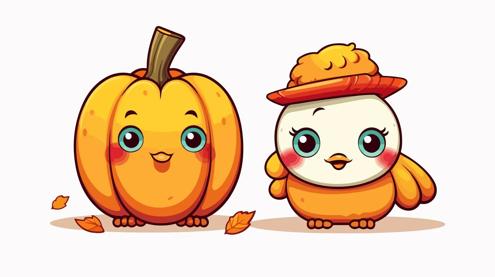 Thanksgiving Turkey and Pumpkin Cartoon — free download from Dotvec