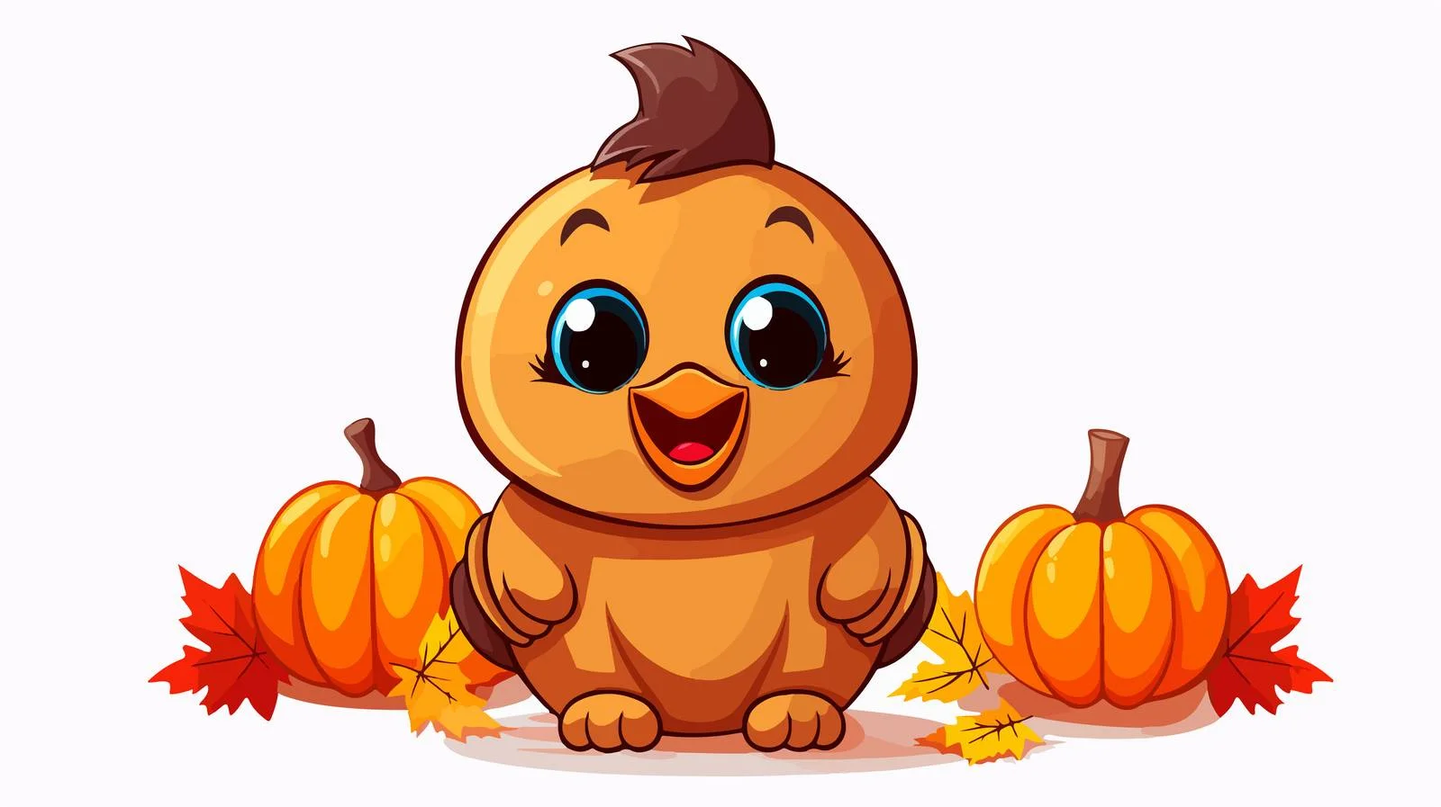 Thanksgiving Turkey and Pumpkin Cartoon Illustration — free download from Dotvec