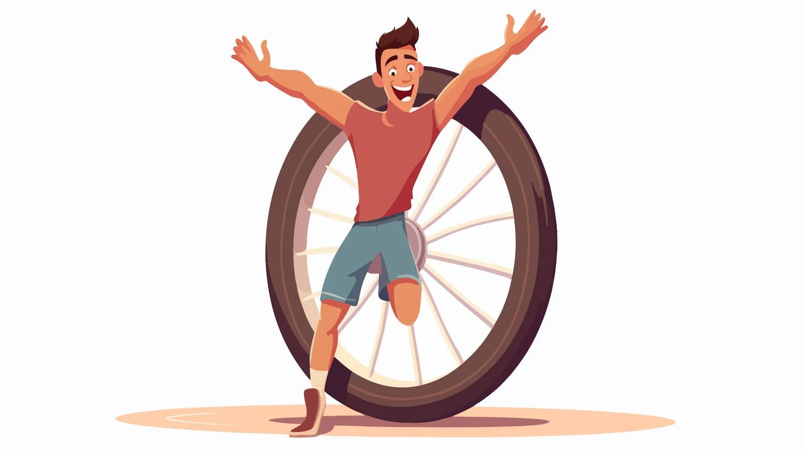 Sporty Man Flipping Wheel Cartoon Vector — free download from Dotvec