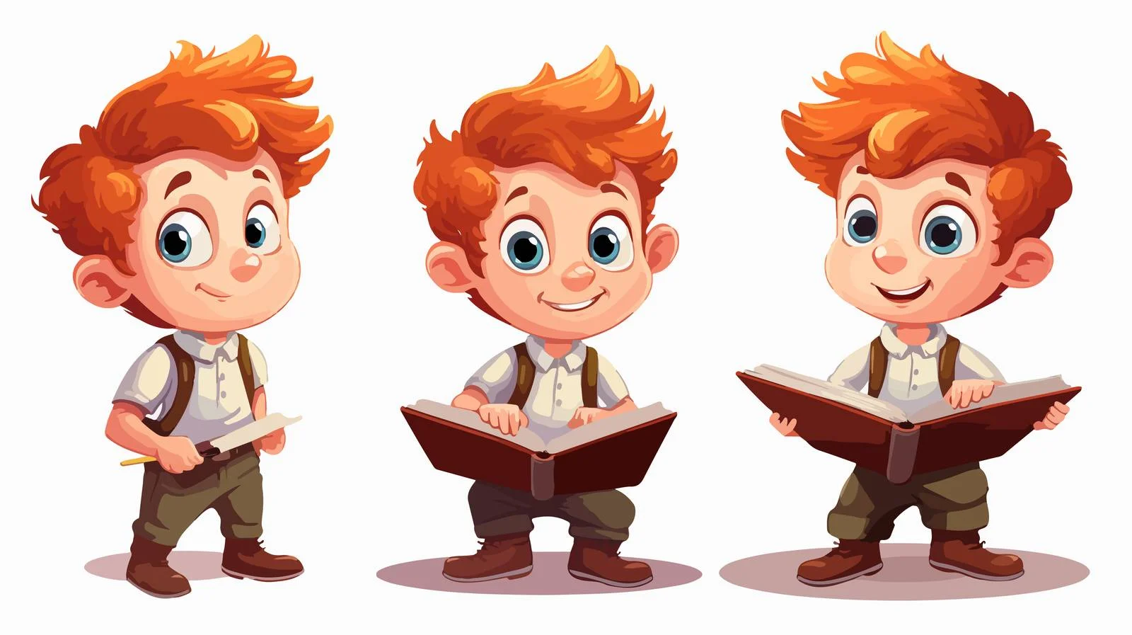 Adorable Kid with Book and Pencil — free download from Dotvec