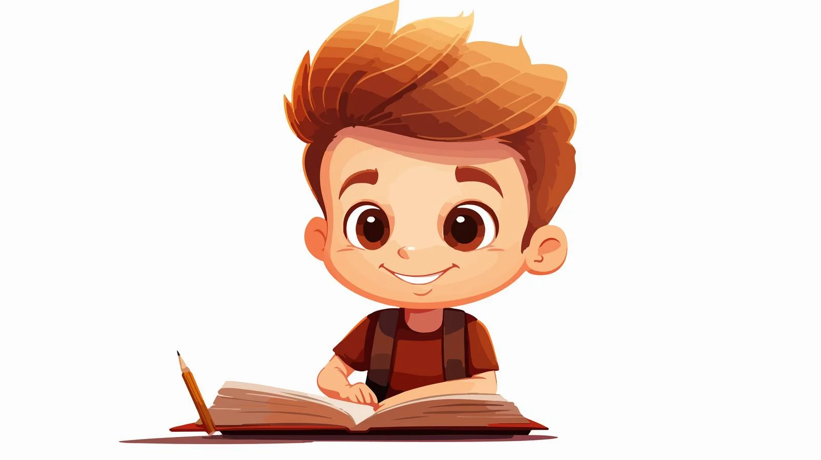Cheerful Kid with Book and Pencil — free download from Dotvec