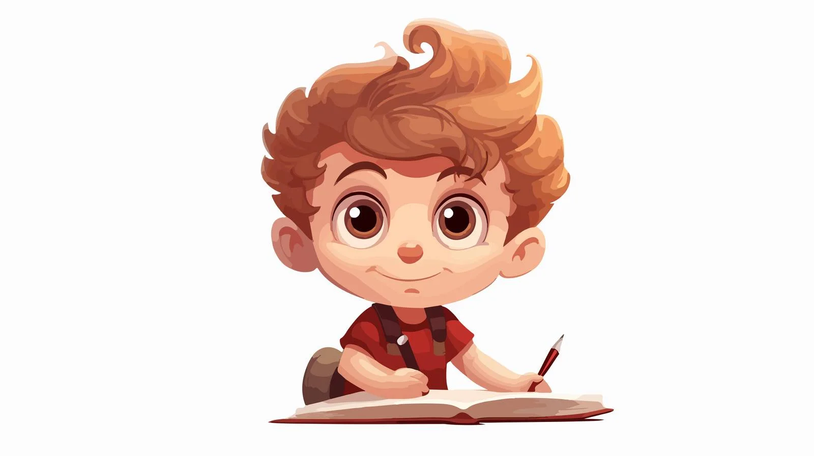 Cheerful Kid with Book and Pencil — free download from Dotvec