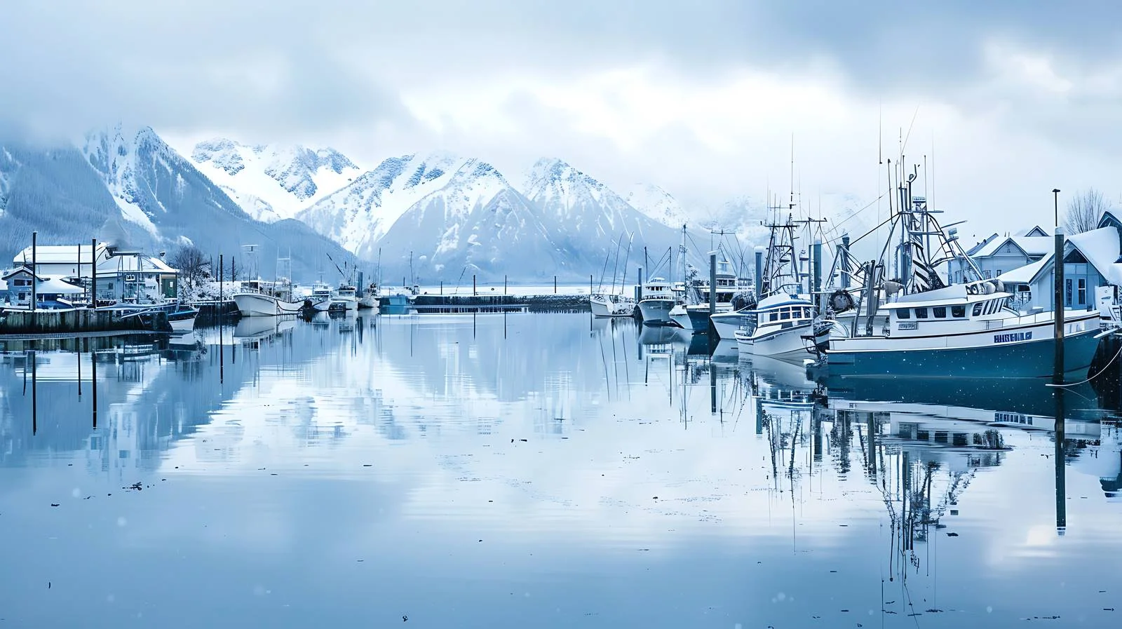 Seward Alaska Harbor Boats Isolated Scene — free download from Dotvec