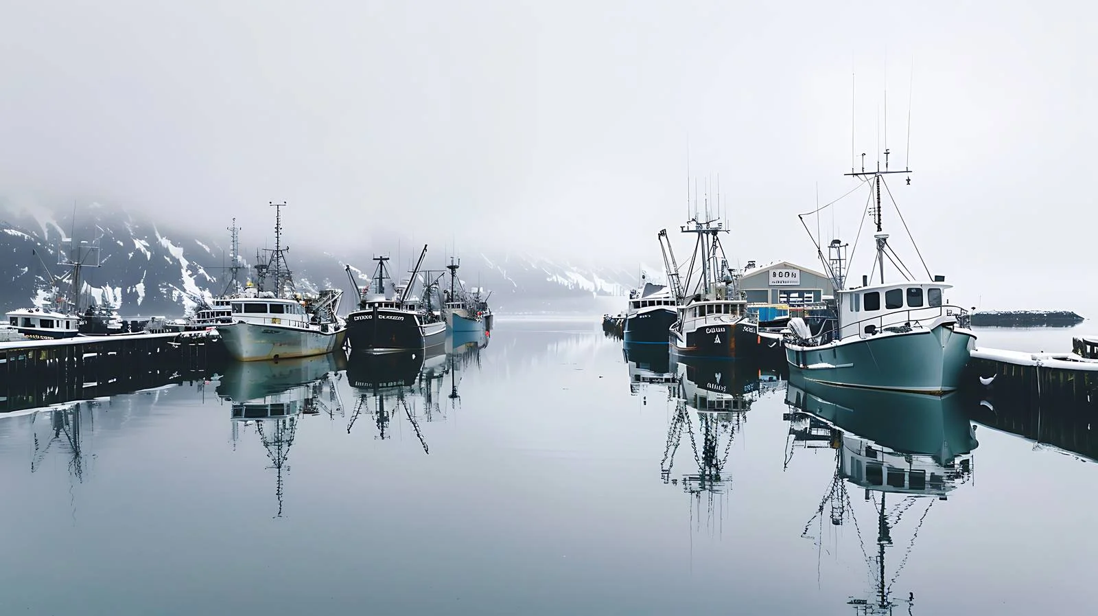 Seward Alaska Harbor Boats White Background — free download from Dotvec