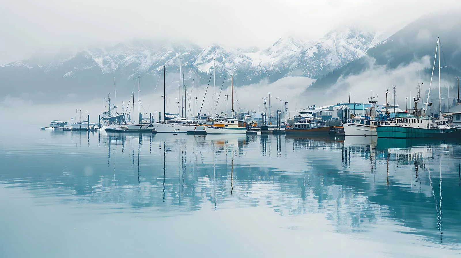 Seward Alaska Harbor with Isolated Boats — free download from Dotvec