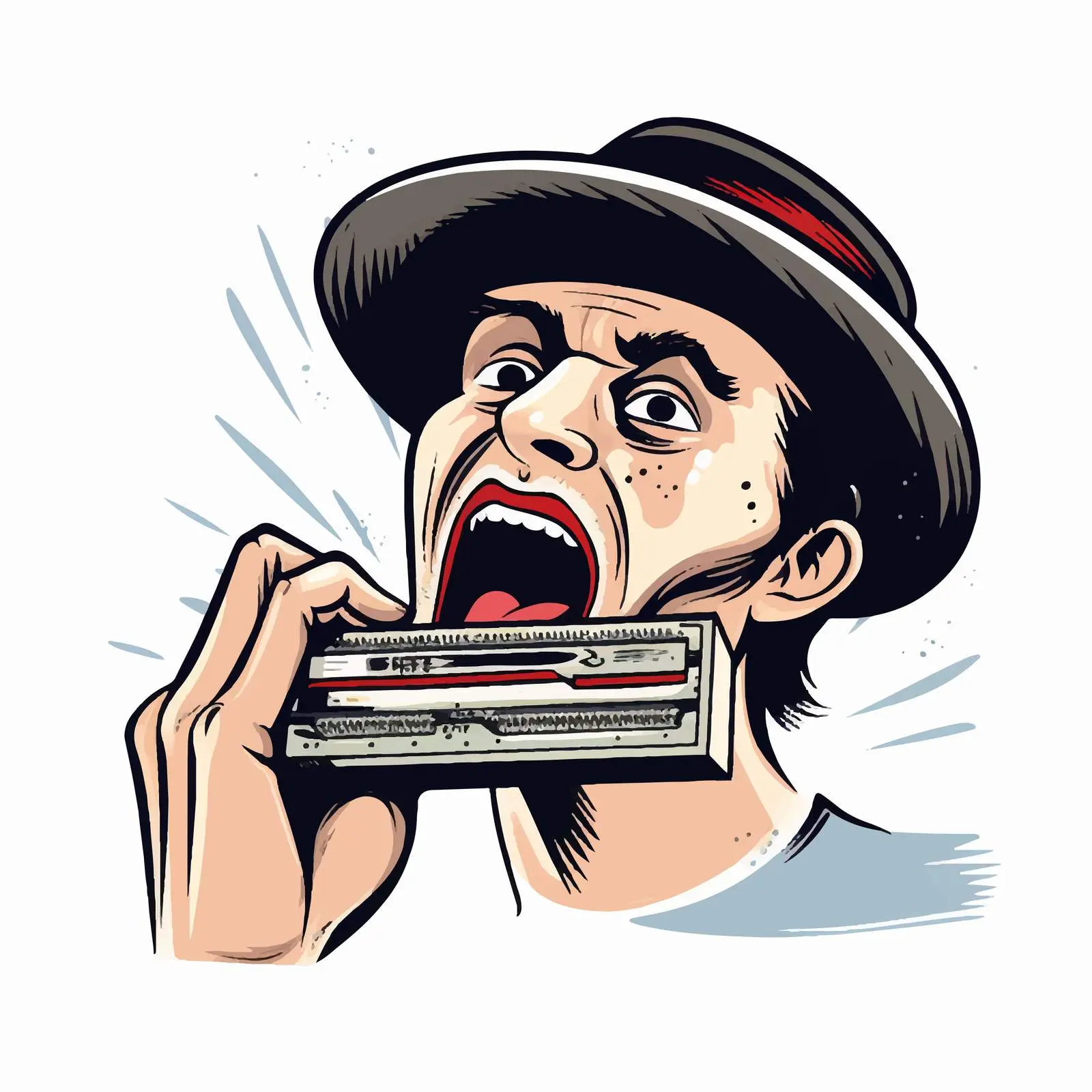 Cartoon Harmonica Vector Line Illustration – free harmonica image from Dotvec