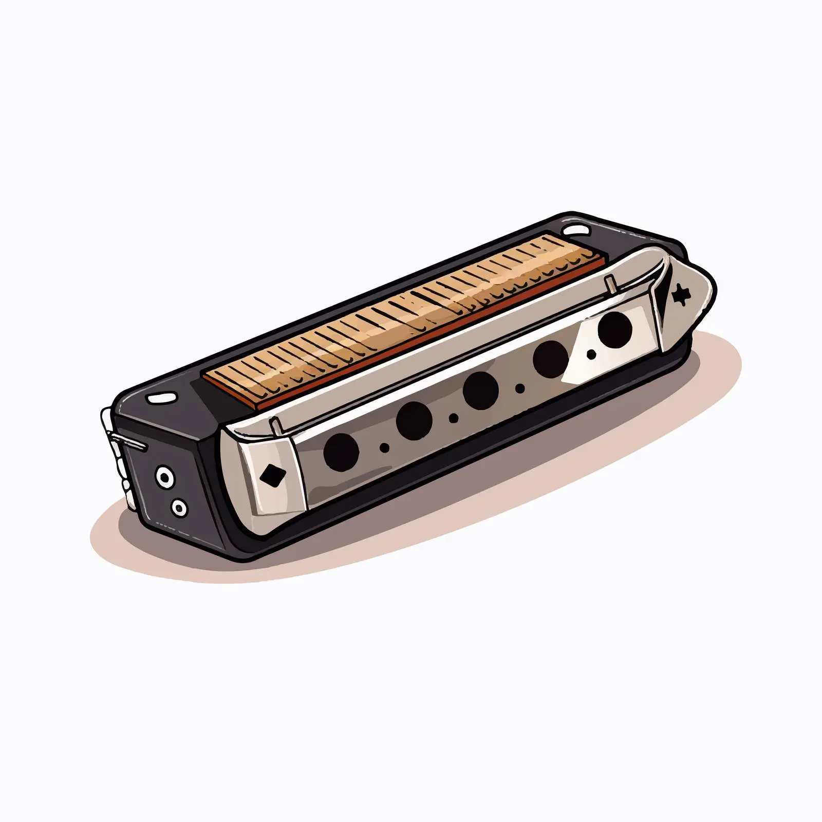 Cartoon Harmonica Vector Line Illustration – free harmonica image from Dotvec