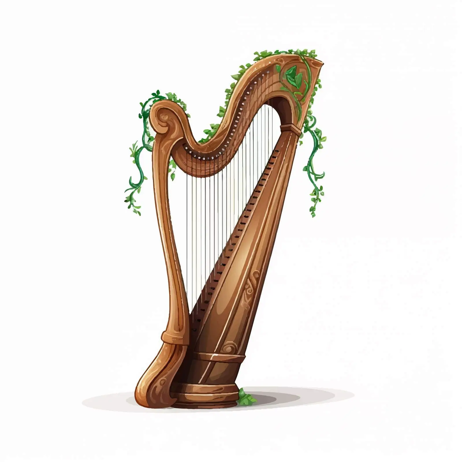 Harp Musical Instrument with Melody Symbols — free download from Dotvec