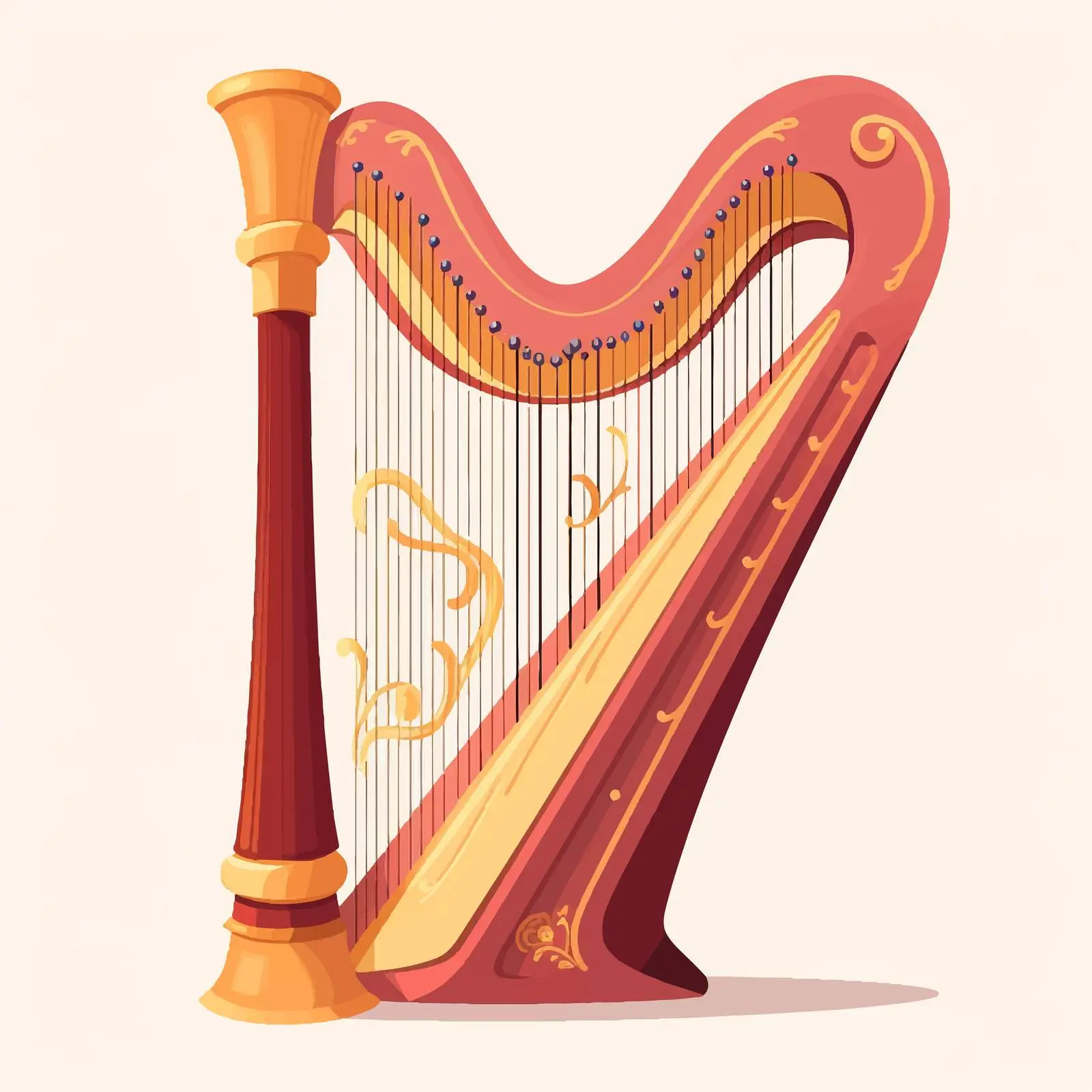 Harp Musical Instrument with Melody Symbols — free download from Dotvec
