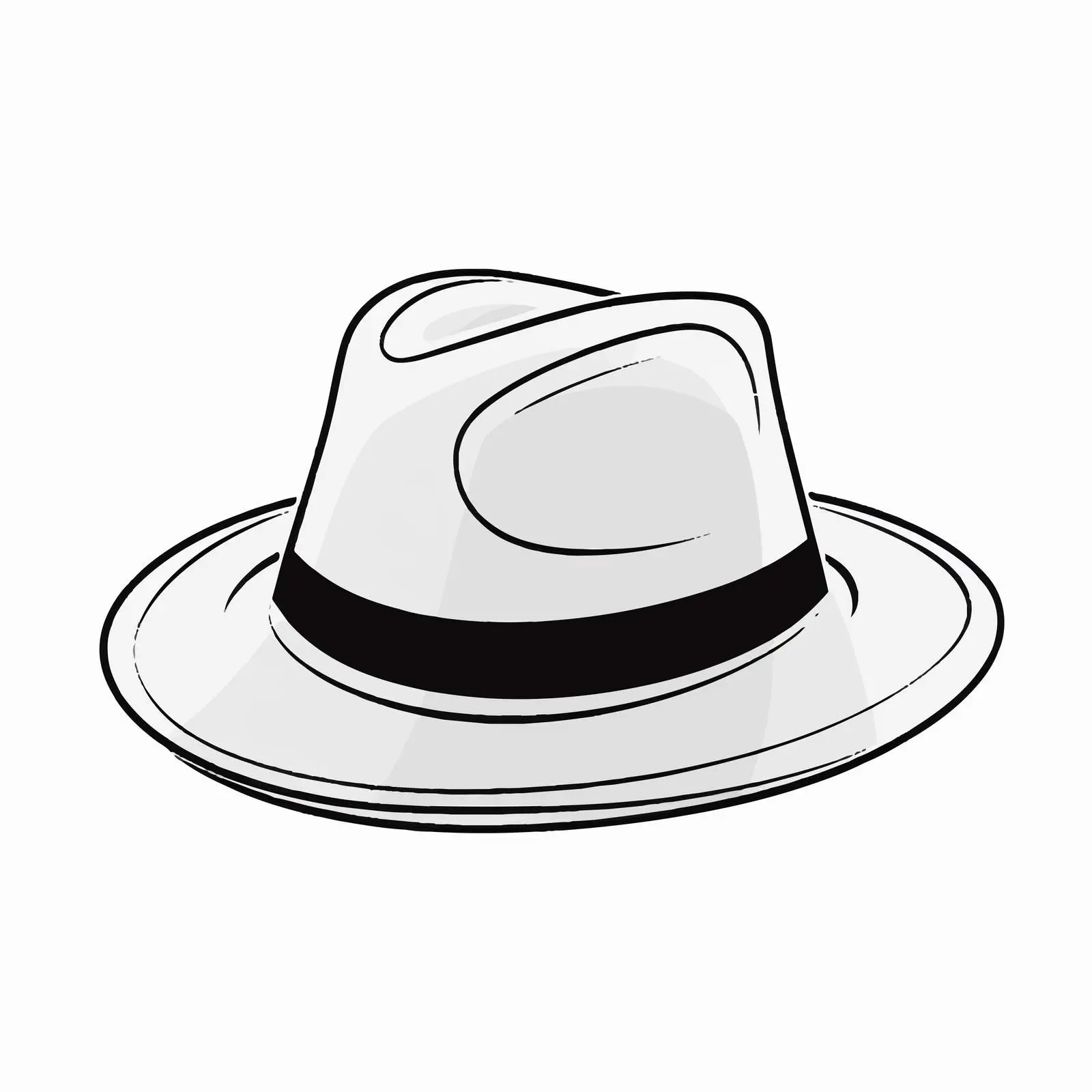 Top View Hat Outline Illustration on White Background – free stylish hat image from Dotvec