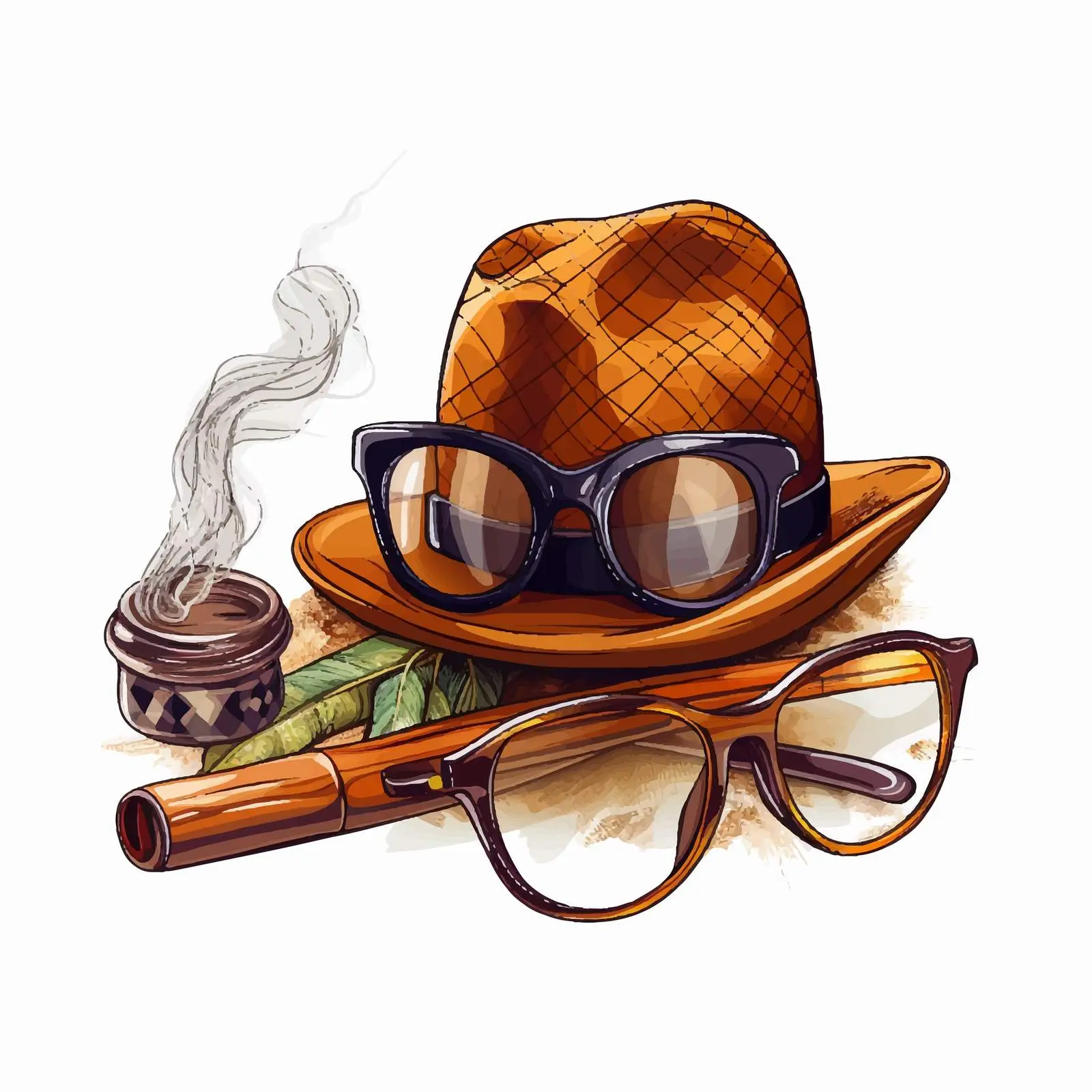 Hipster Cartoon Vector with Hat, Glasses, and Pipe — free download from Dotvec