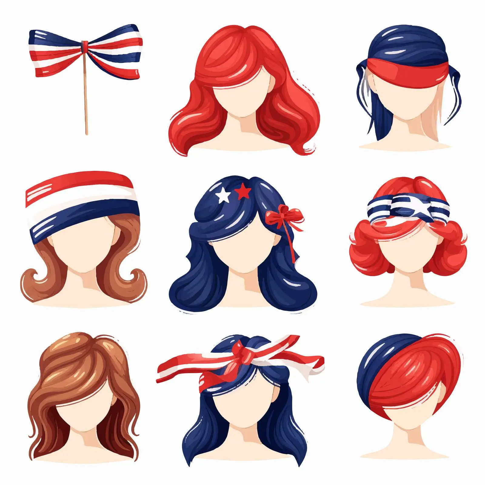 Patriotic Head Accessories Clip Art Set — free download from Dotvec