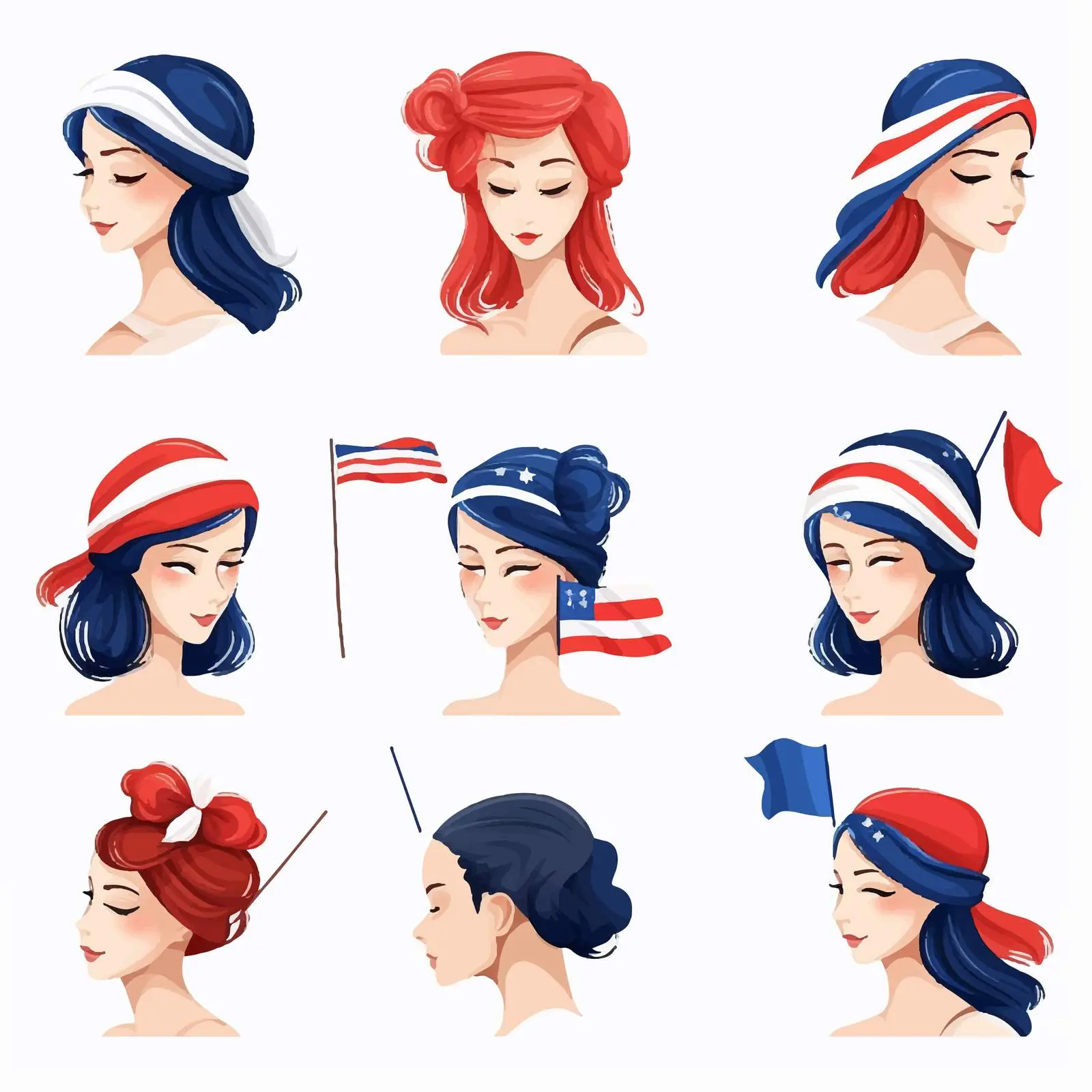 Patriotic Head Accessories Clip Art Set — free download from Dotvec