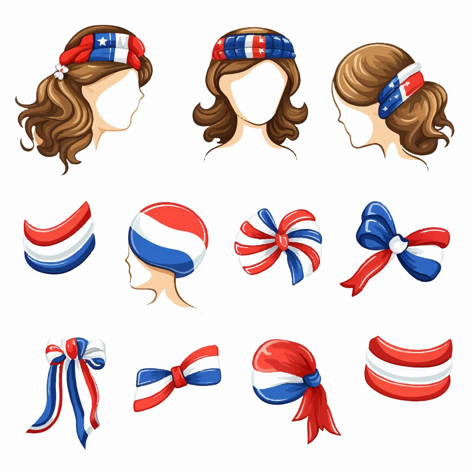 Patriotic Head Accessories Clip Art Set – free band image from Dotvec