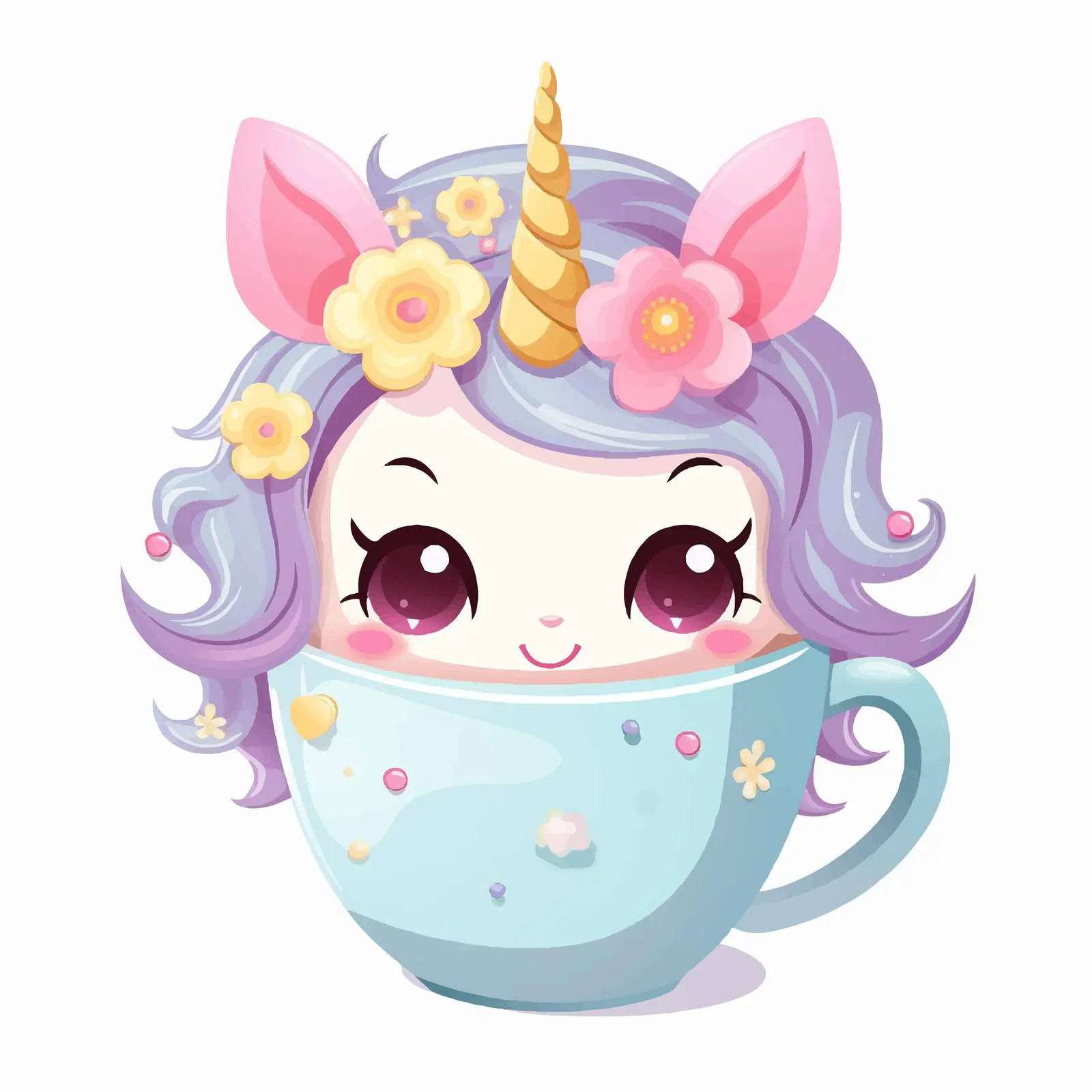 Cute Unicorn Fantasy in Ceramic Cup Vector — free download from Dotvec