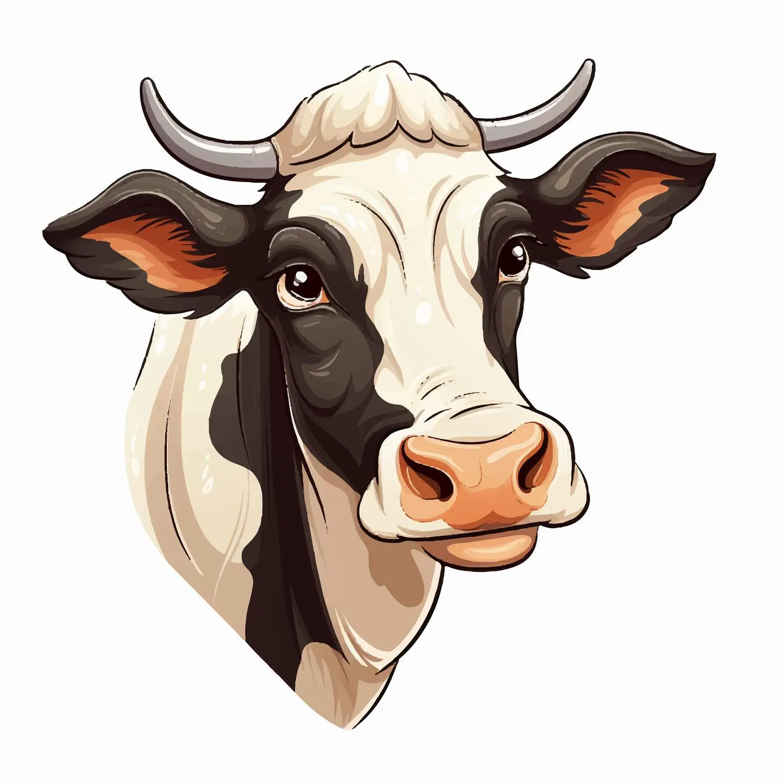 Cartoon Style Milk Cow Head Illustration — free download from Dotvec