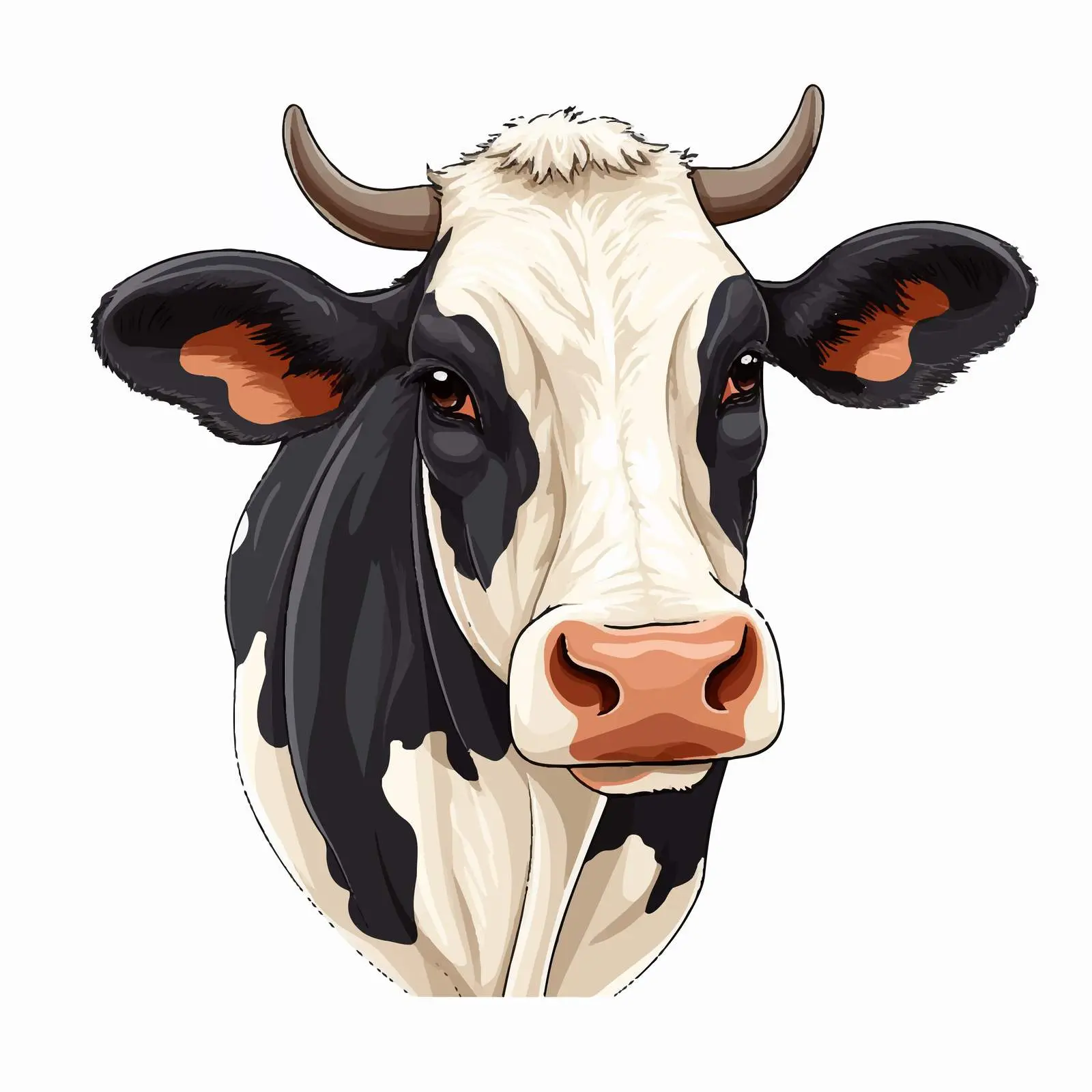 Cartoon Style Milk Cow Head Illustration — free download from Dotvec