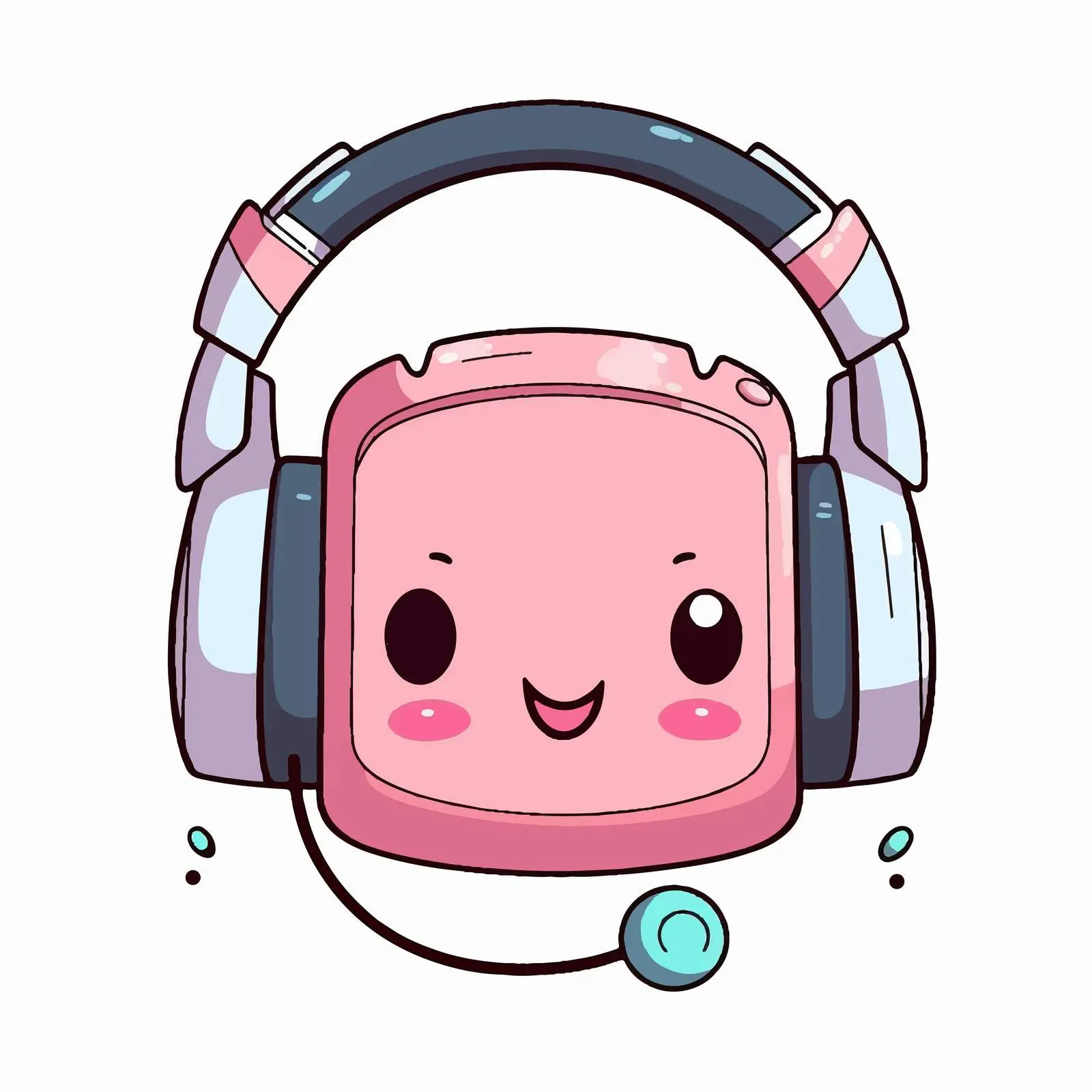 Kawaii Cartoon Headset Audio Device Vector — free download from Dotvec