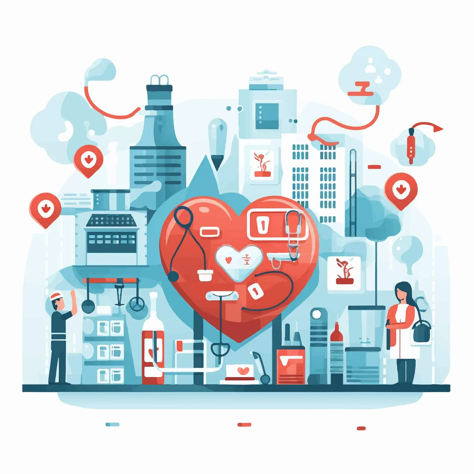 Cartoon Vector Illustration of Health Care Design – free healthcare professionals image from Dotvec