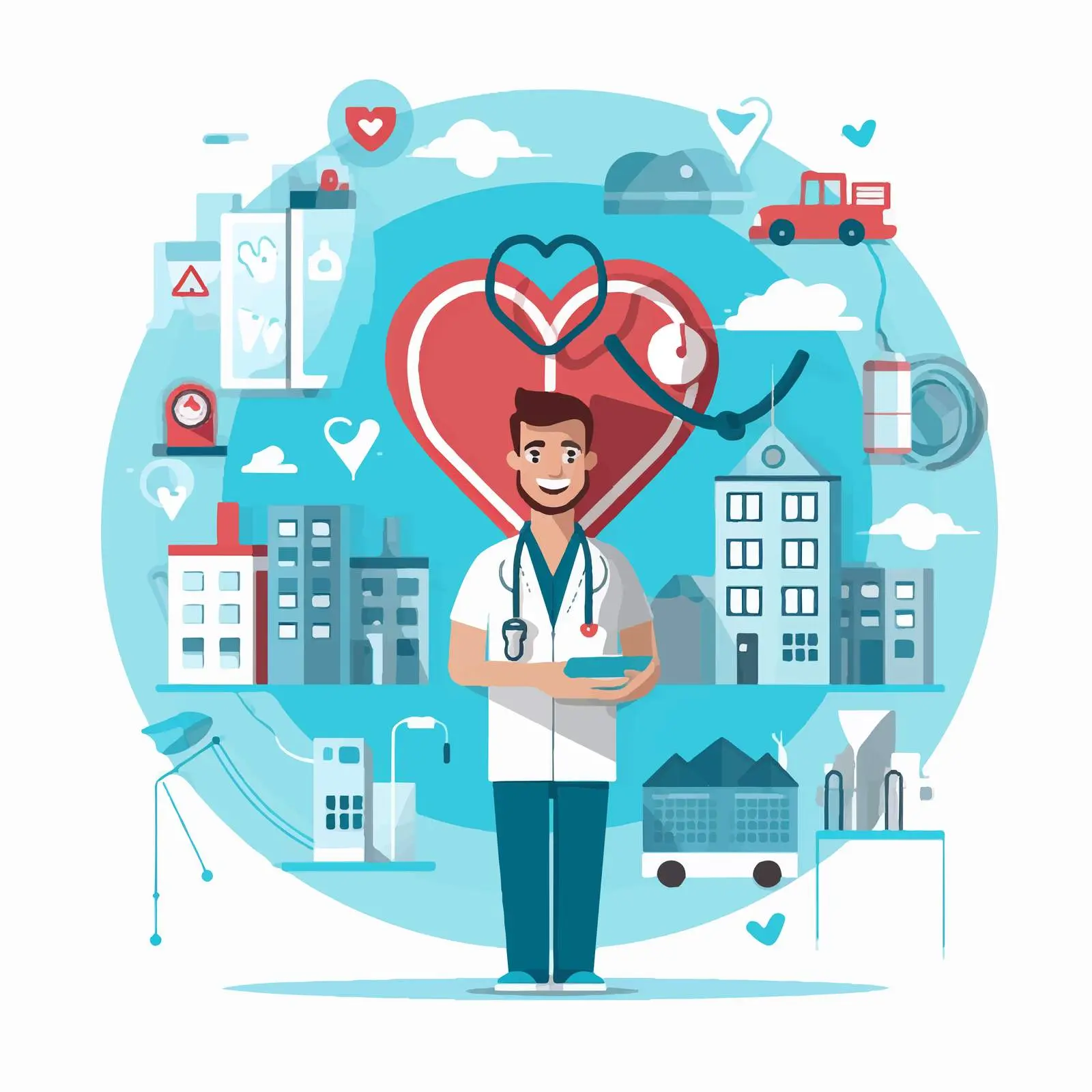 Cartoon Health Care Design Vector Illustration — free download from Dotvec