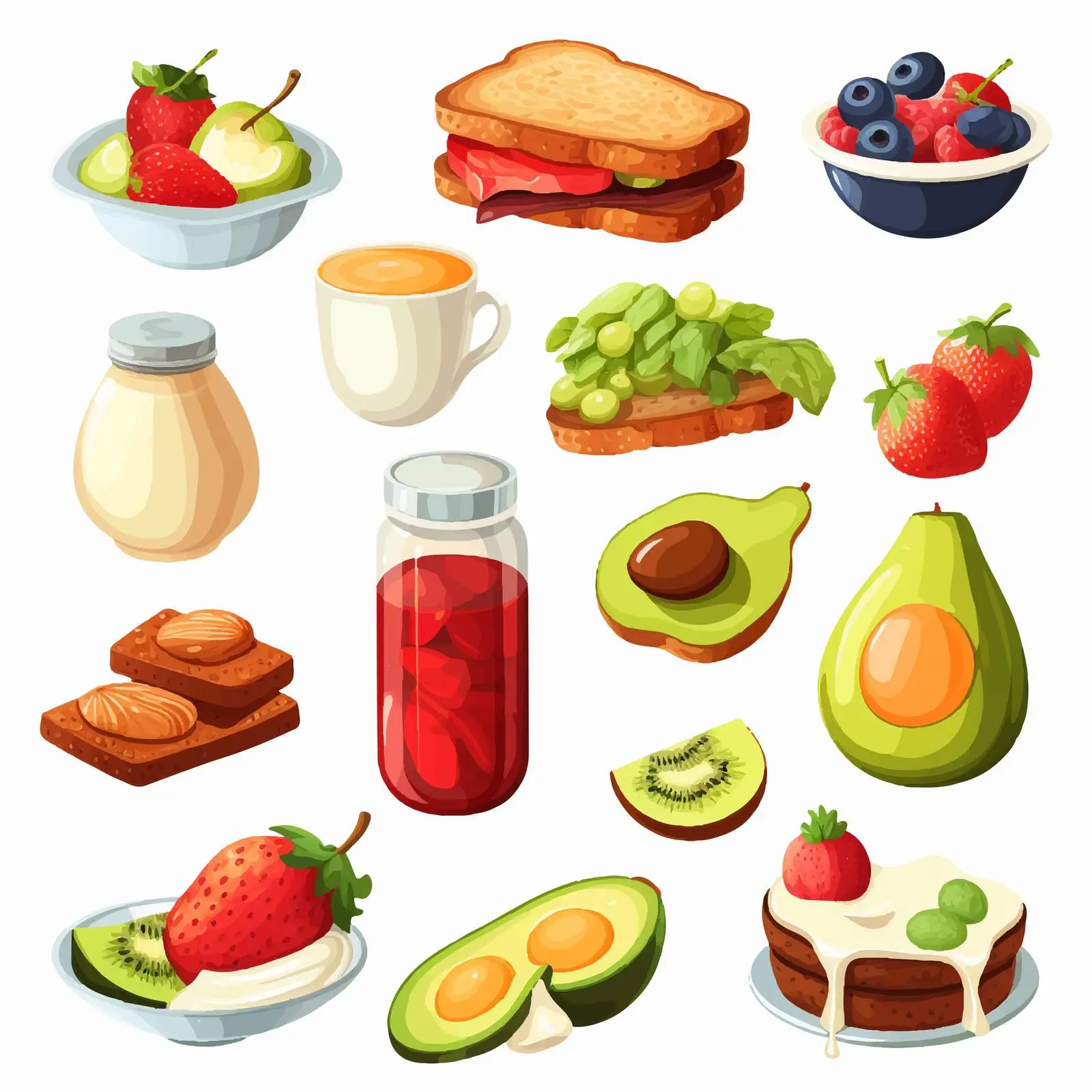 Healthy Breakfast Food Icons Collection — free download from Dotvec
