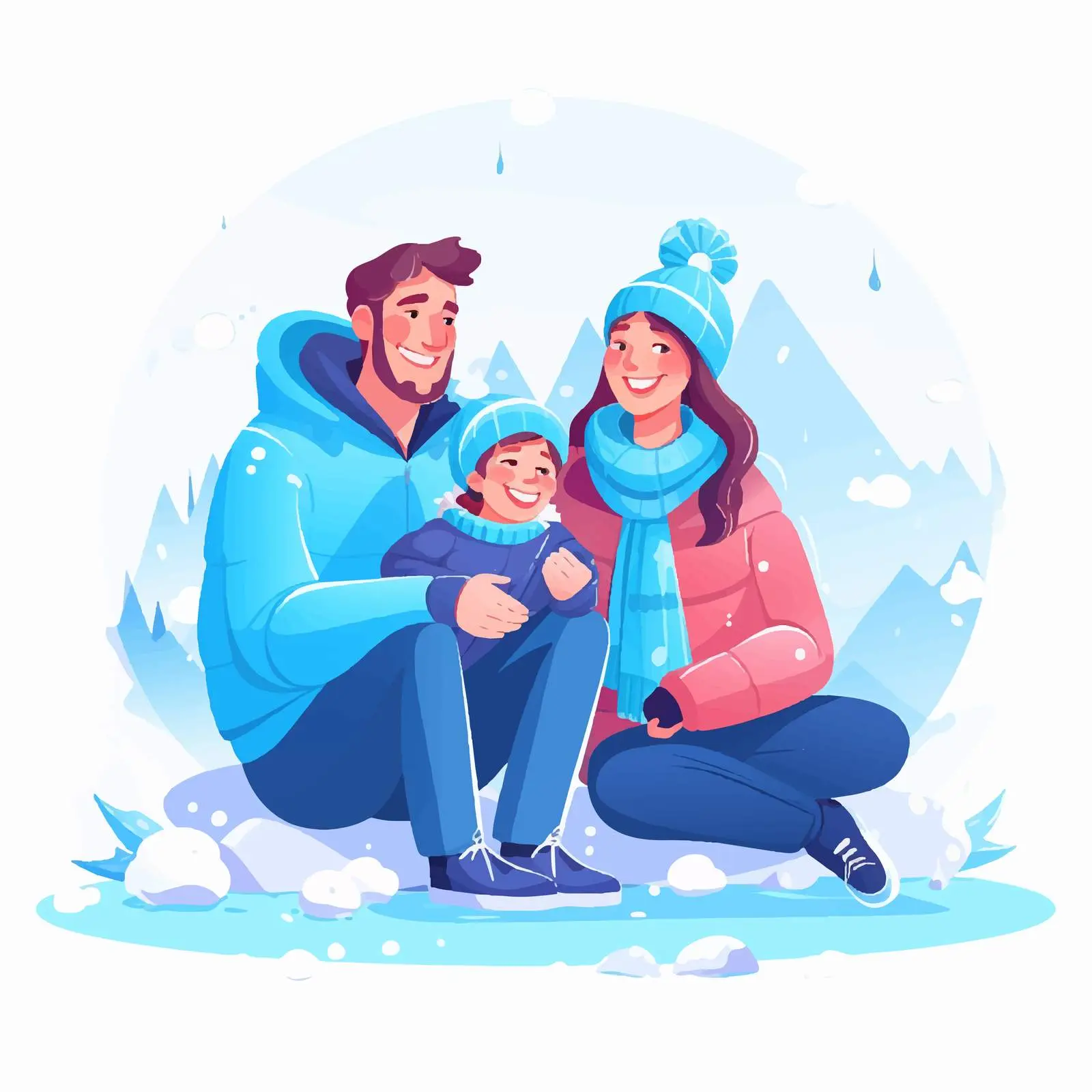 Family Enjoying Winter Fun in Snow — free download from Dotvec