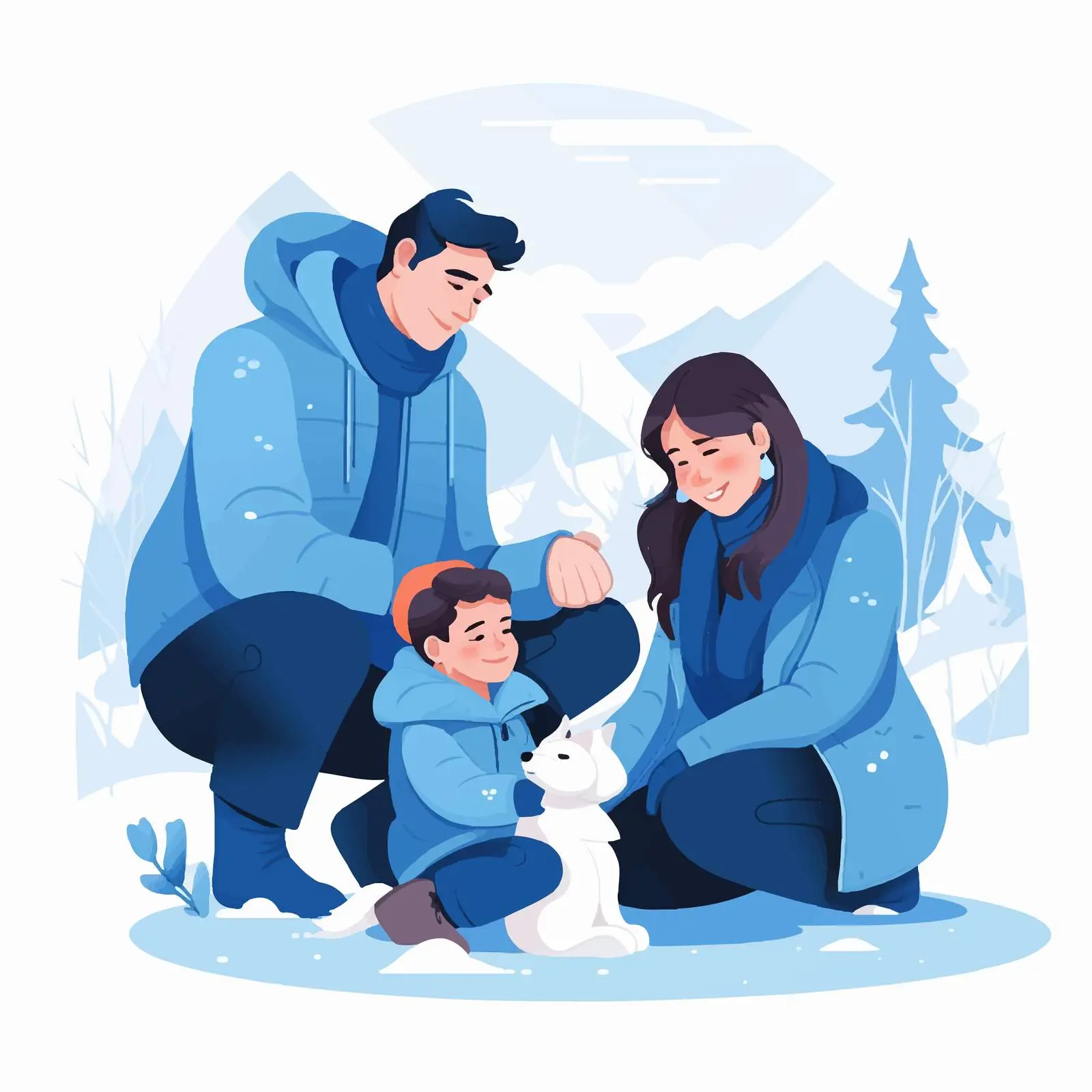 Family Enjoying Winter Fun with Snow — free download from Dotvec