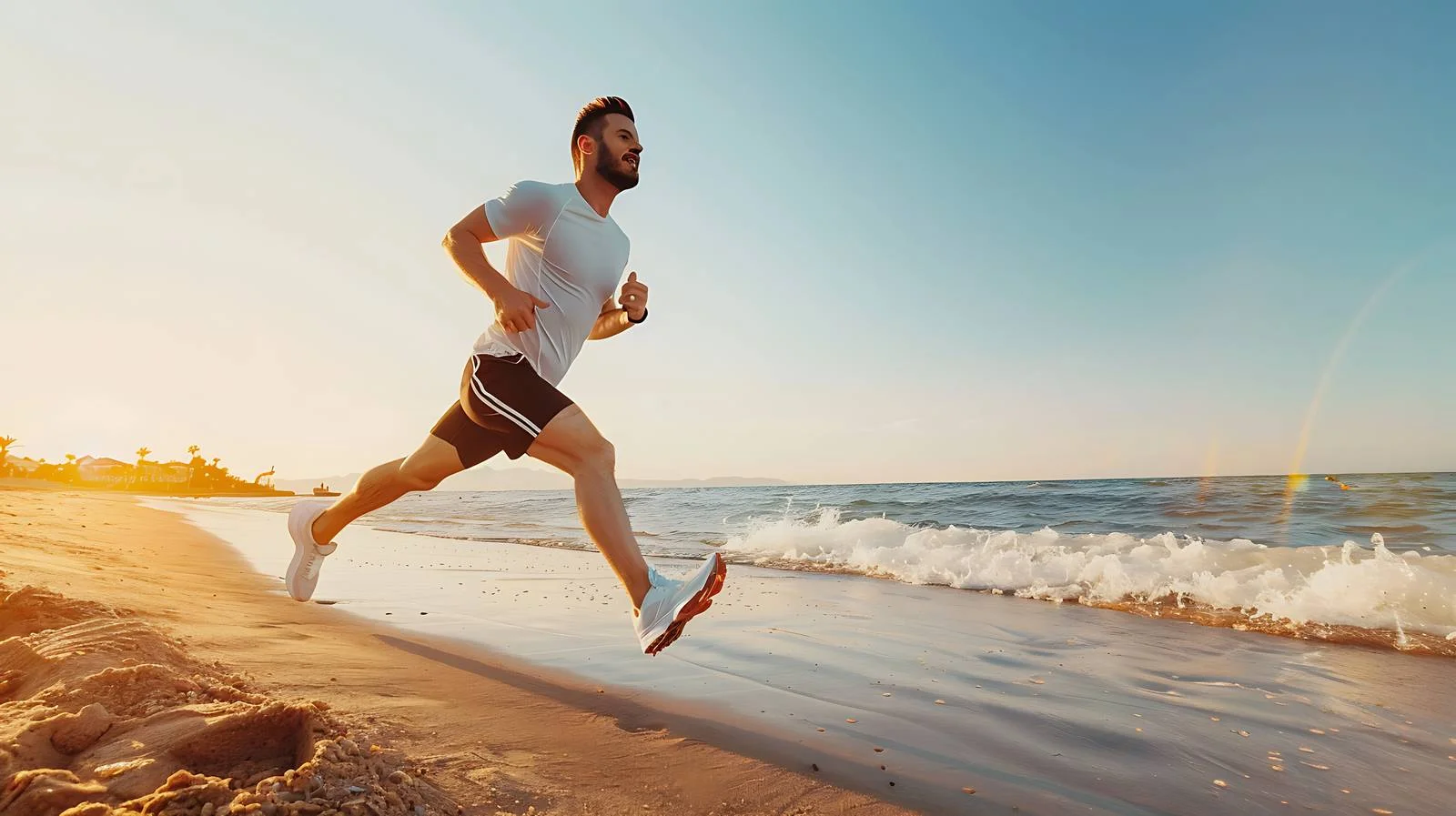 Active Lifestyle: Man Running at Seaside — free download from Dotvec