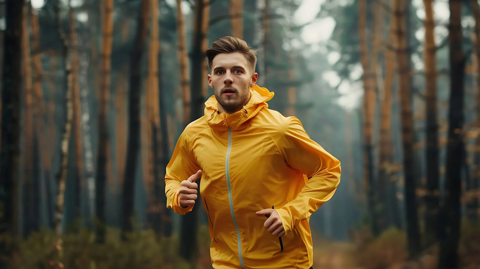 Young Man Running in Forest — free download from Dotvec