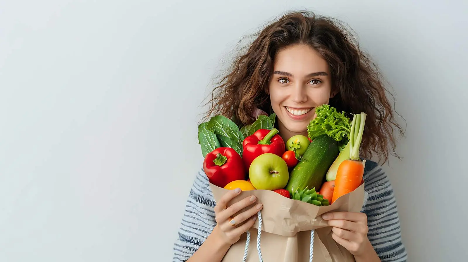 Happy Woman with Paper Shopping Bag — free download from Dotvec