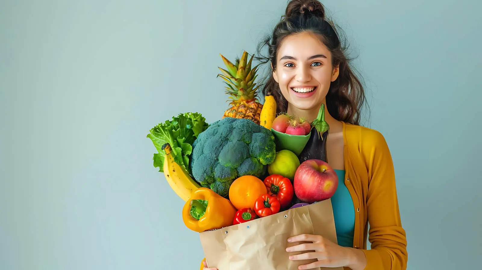 Happy Woman with Shopping Bag Smiling Outdoors – free positive vibes image from Dotvec