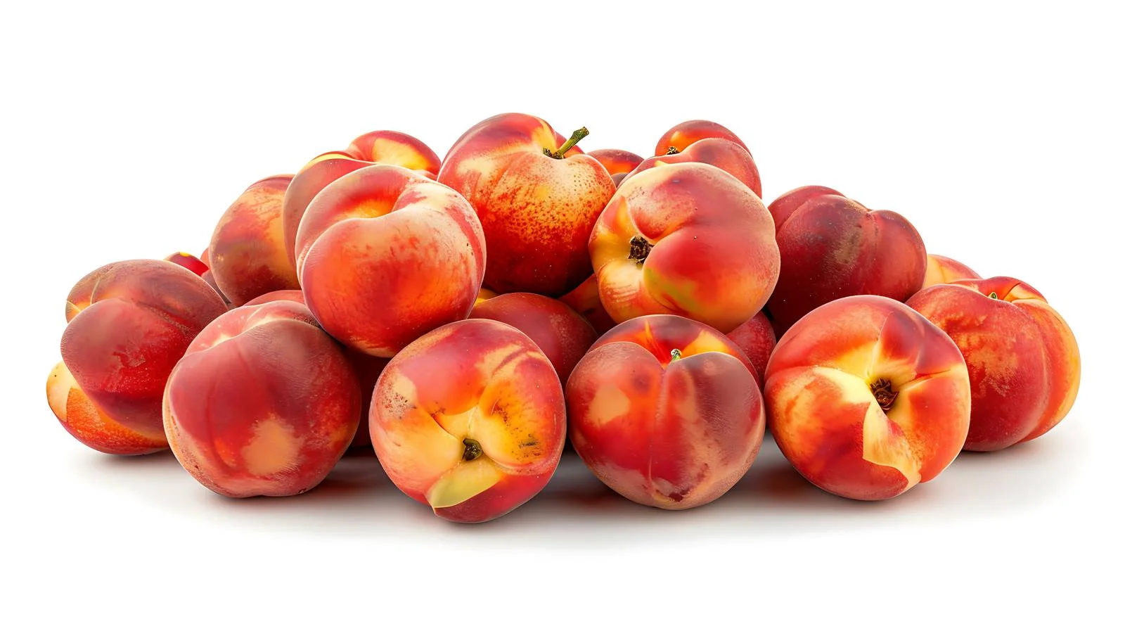 Fresh Heap of Whole Flat Peaches on White – free heap image from Dotvec