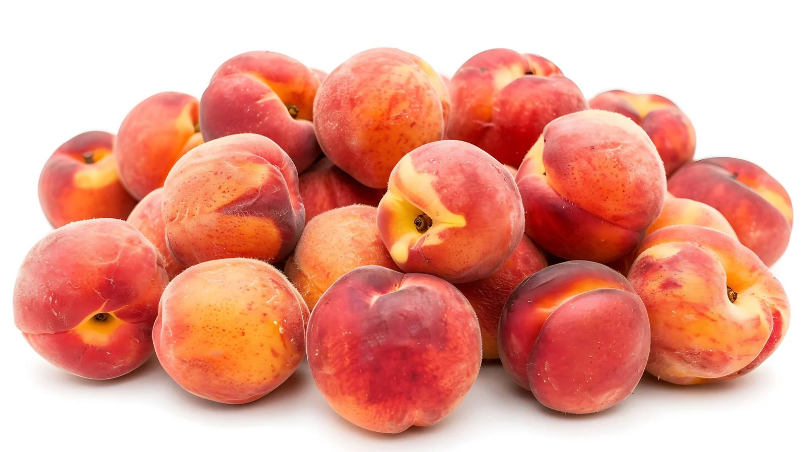 Fresh Stack of Whole Flat Peaches on White — free download from Dotvec