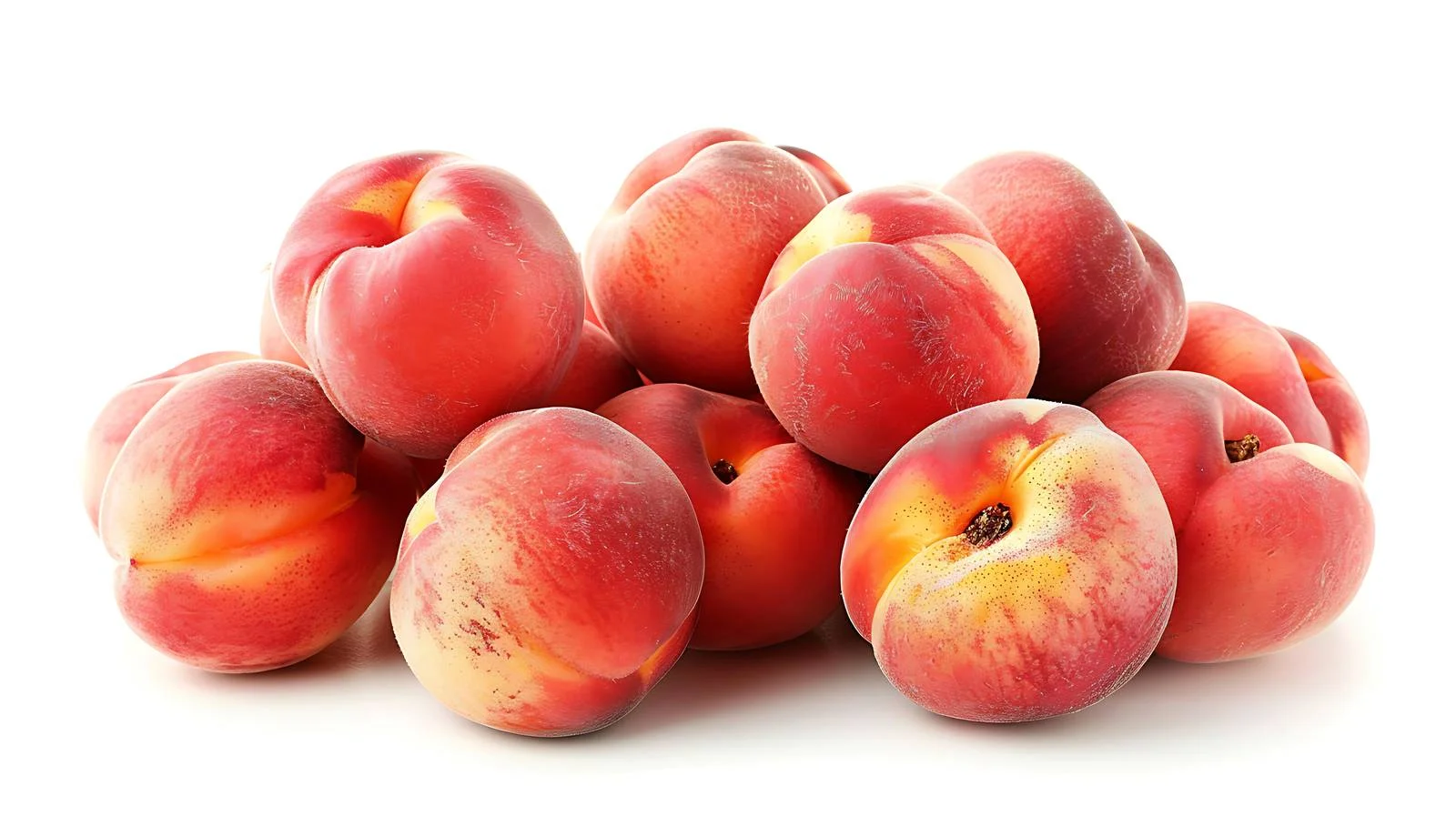 Pile of whole flat peaches arranged neatly — free download from Dotvec