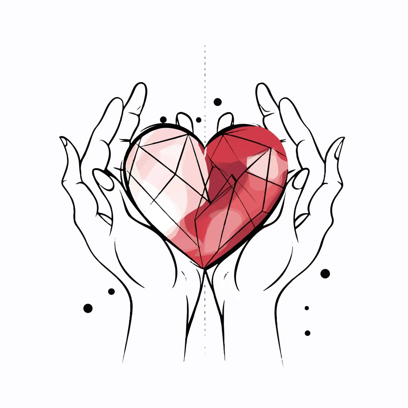 One Line Heart in Hands Love Symbol Vector — free download from Dotvec