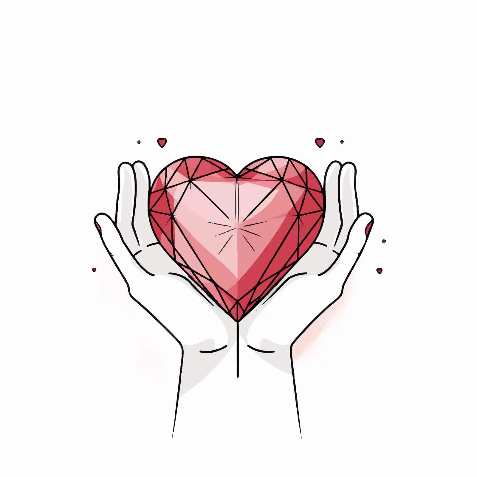 Heart in Hands One Line Drawing Love Symbol – free abstract heart image from Dotvec