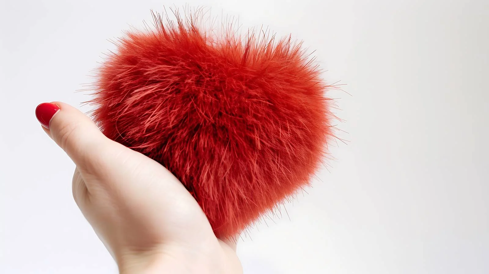 Red Fluffy Heart Toy in Hand — free download from Dotvec