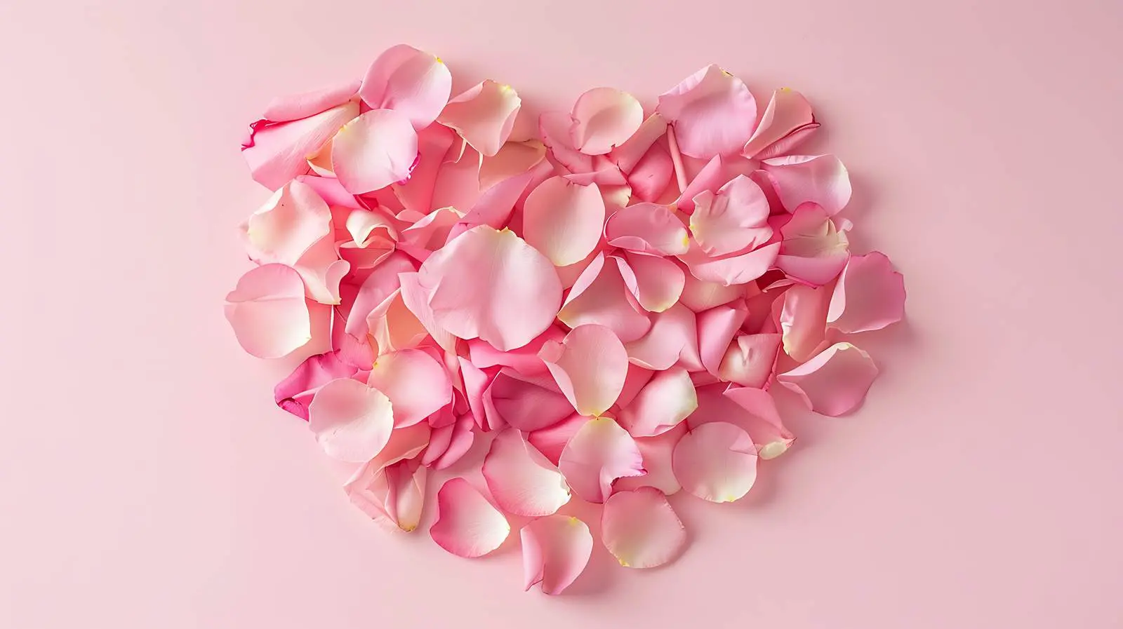 Heart Symbol with Pink Rose Petals on Pastel Background – free heart shape image from Dotvec