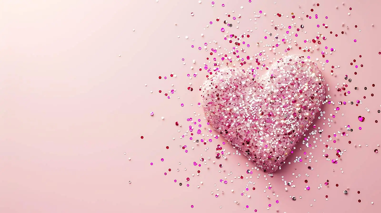 Heart Sparkles on Pink Background Flatlay — free download from Dotvec
