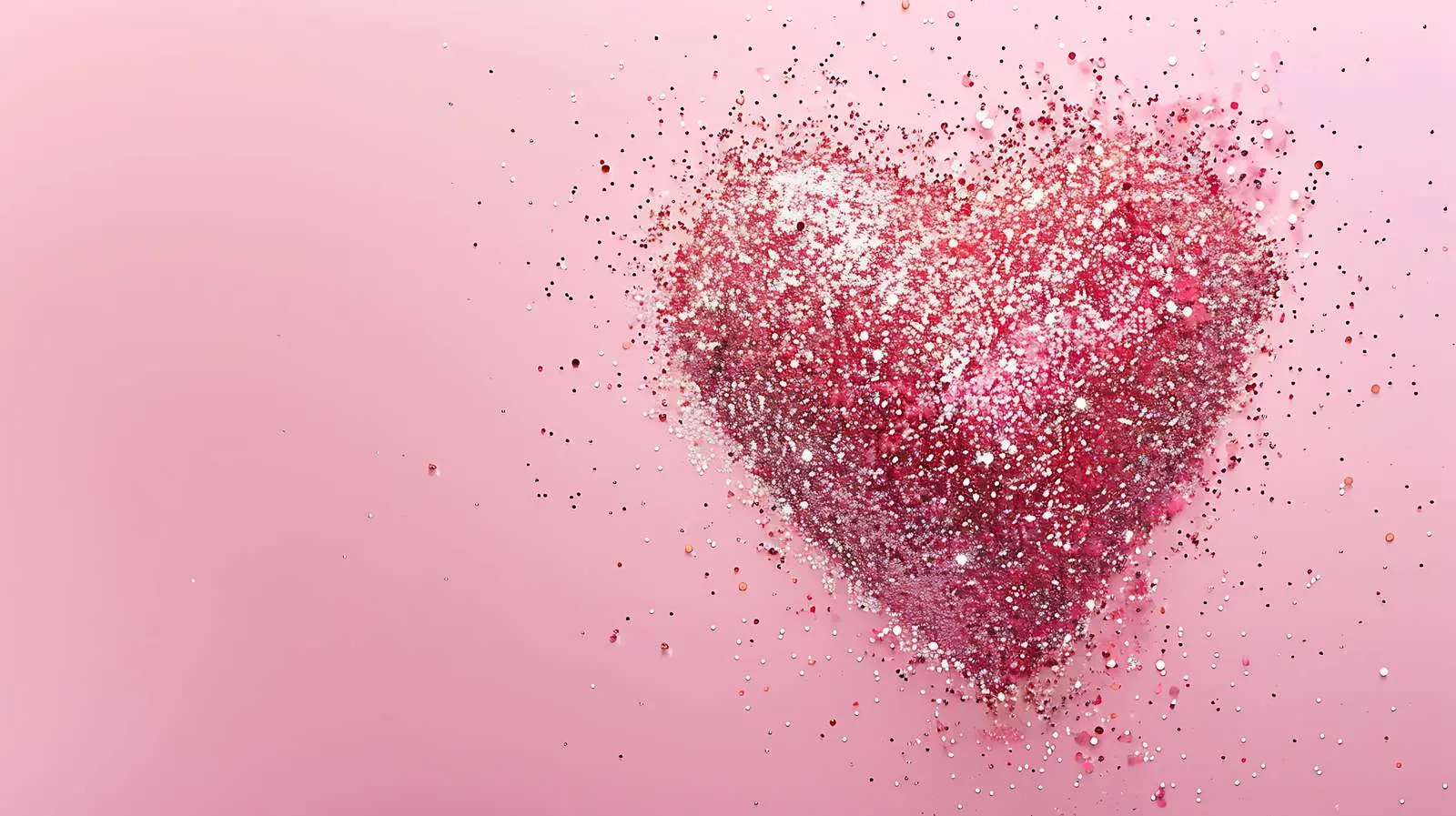 Sparkling Heart Symbol on Pink Flatlay Background – free heart shape image from Dotvec