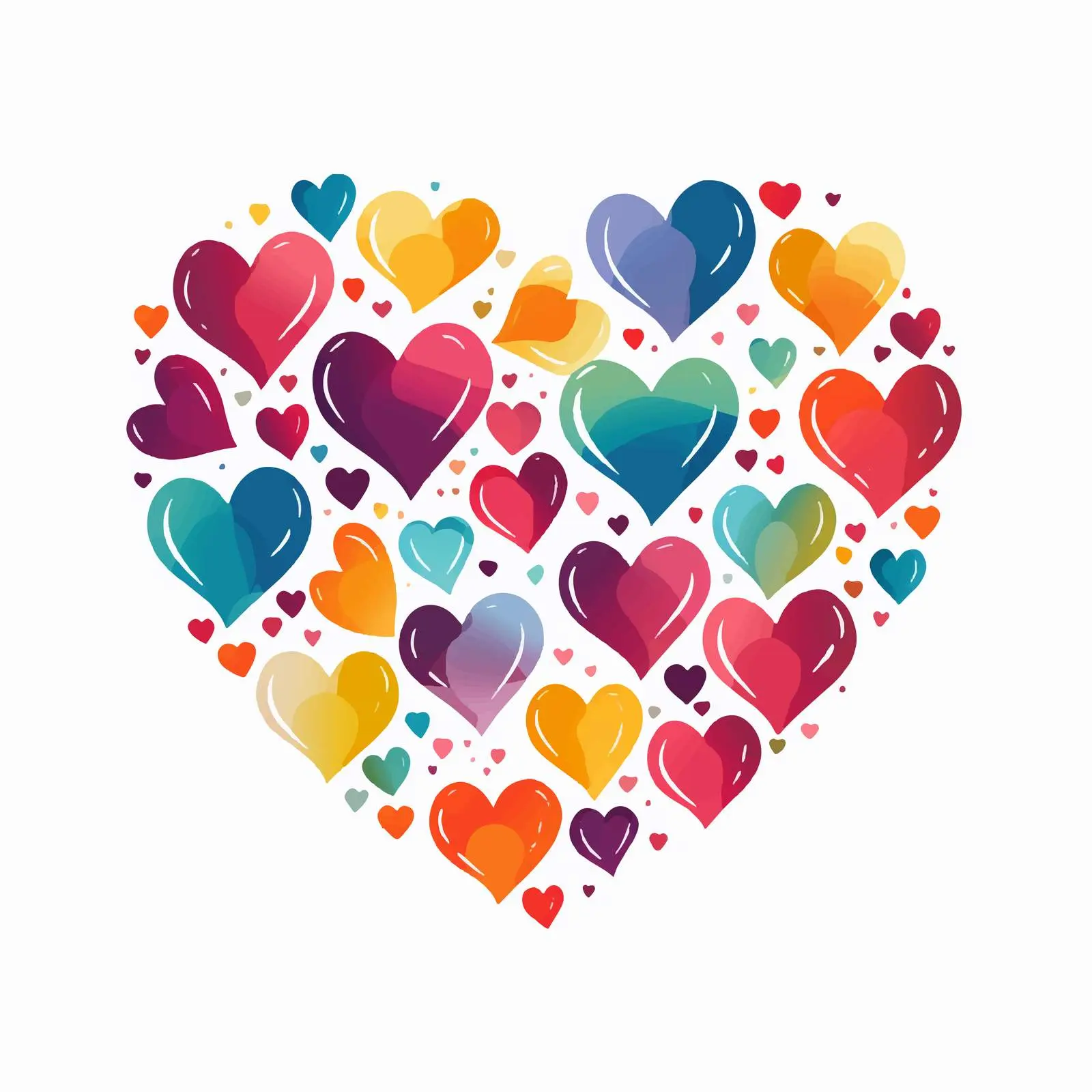 Minimalist Rainbow Hearts for New Year Celebration — free download from Dotvec