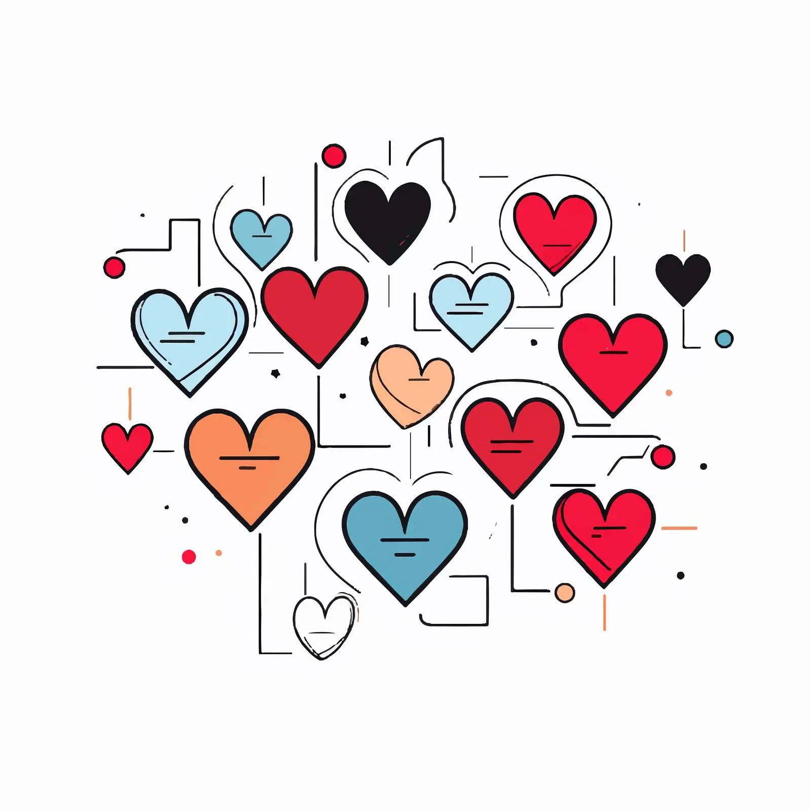 One Line Heart Love Vector on Geometric Shapes — free download from Dotvec