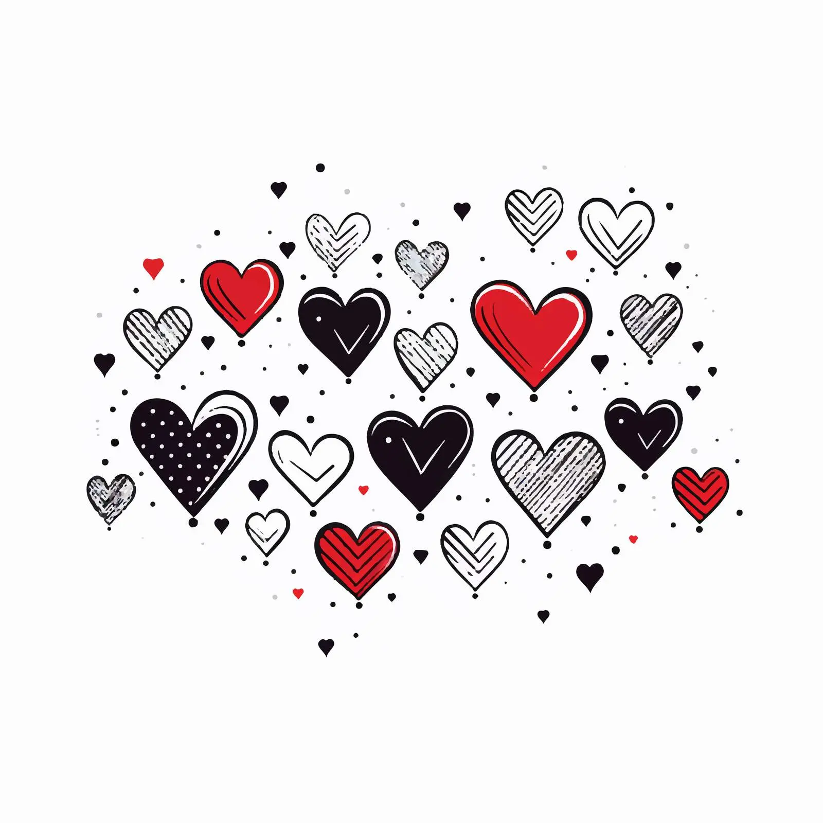 One Line Love Hearts on Geometric Shapes — free download from Dotvec