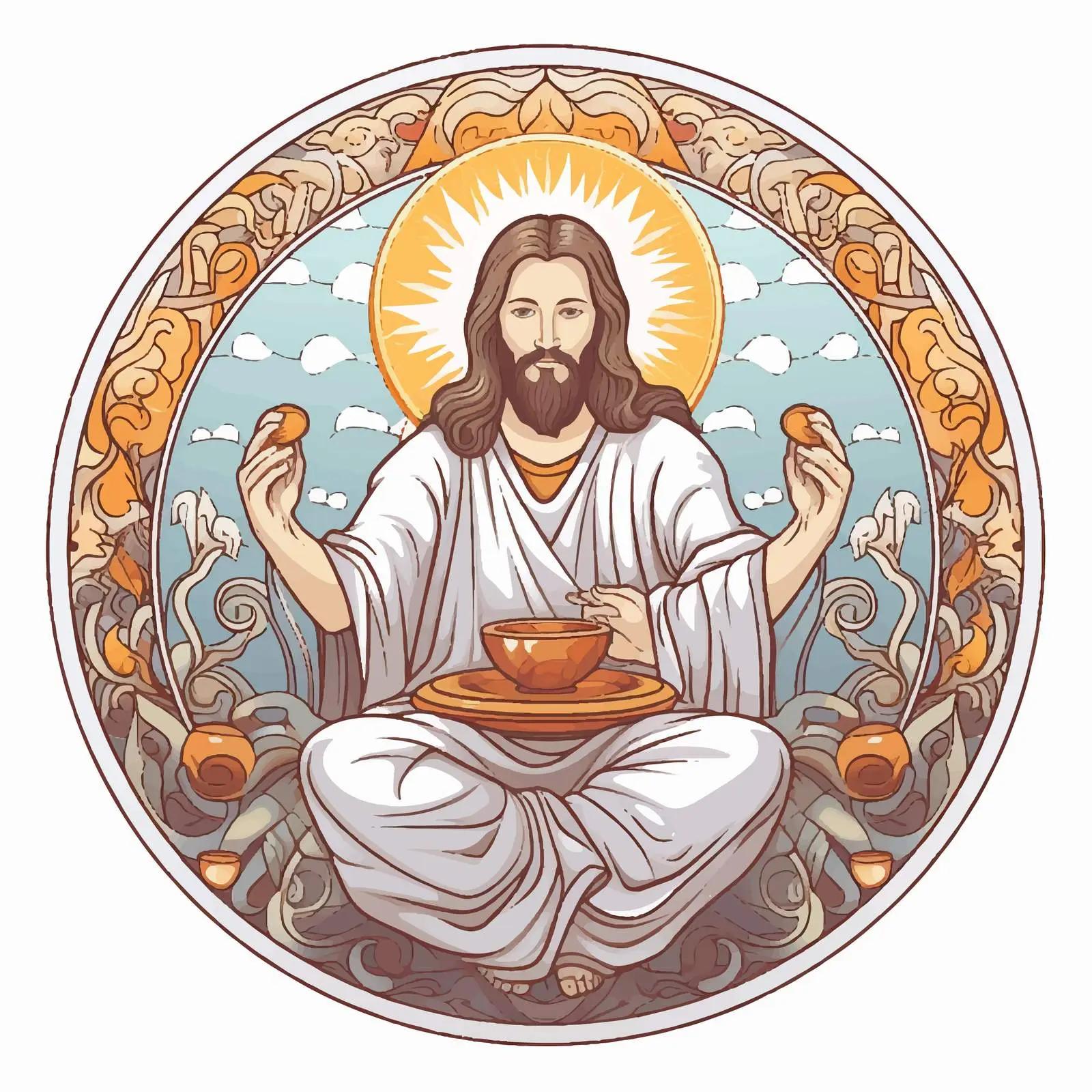 Jesus in the Communion Bowl - Religious Illustration — free download from Dotvec