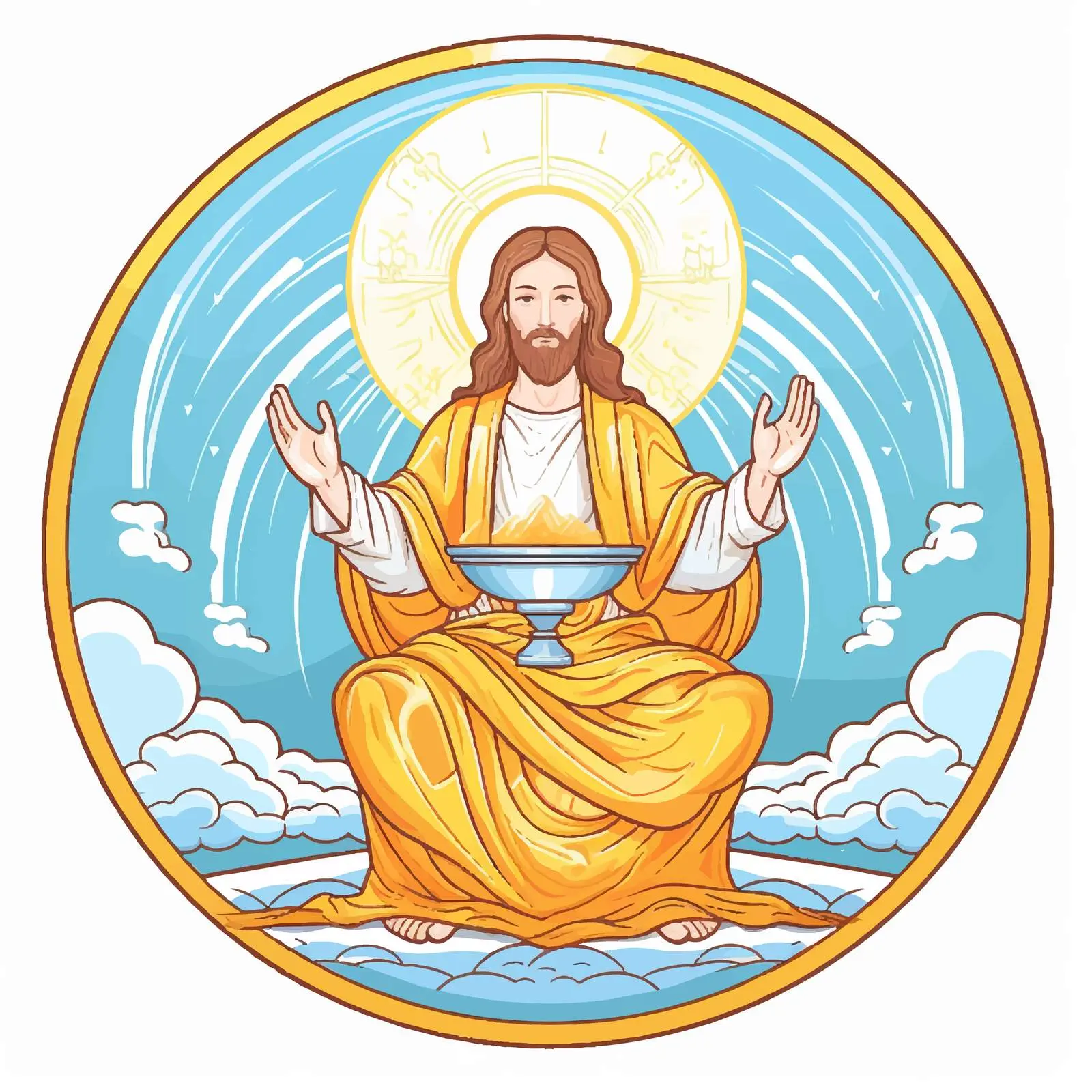 Jesus in Communion Bowl - Heavenly Liturgy Illustration — free download from Dotvec